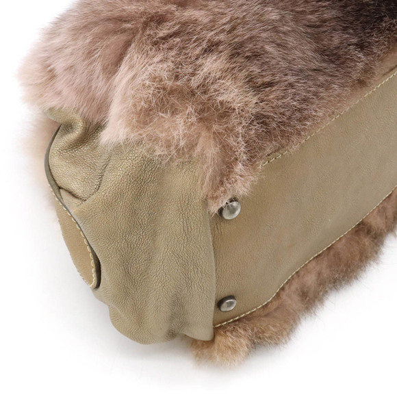 CHANEL Chanel rabbit fur handbag coco mark leather bronze - Picture 3 of 8